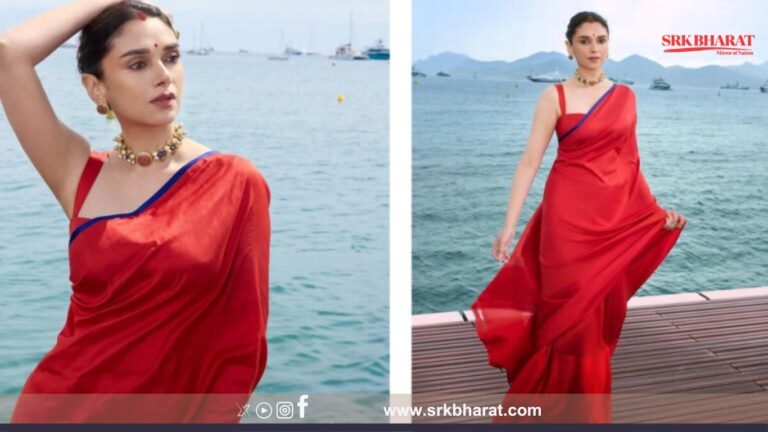 Cannes 2025: Aditi Rao Hydari Stuns in Crimson Raw Mango Saree, Embraces Indian Elegance