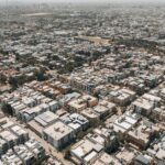 Aerial view of Karachi's urban landscape, showcasing city structure and density.