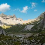 Breathtaking landscape of mountains and valleys in Flims, Graubünden on a sunny summer day.