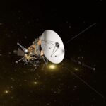 3D rendering of the Cassini space probe in the vast starry universe.