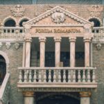 Elegant Roman-themed architectural facade at Chancay Castle, Peru.