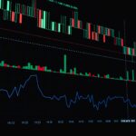 A detailed view of a financial trading graph featuring candlestick and line charts for market analysis.