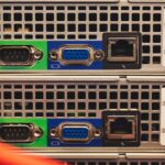 Detailed view of Ethernet and VGA ports on a server highlighting connectivity features.