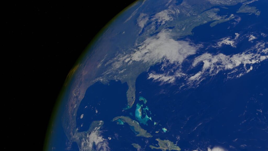 Breathtaking satellite image of Earth showing North America and the surrounding oceans.