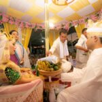 A colorful traditional wedding ceremony in Kanglatongbi, India with cultural attire.