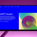 A contemporary screen displaying the ChatGPT plugins interface by OpenAI, highlighting AI technology advancements.