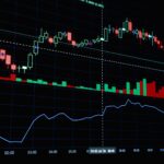 Close-up of stock market candlestick chart showcasing financial data trends.