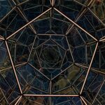 Abstract view of an intricate geometric glass roof from below, showcasing modern architectural design in Washington, D.C.